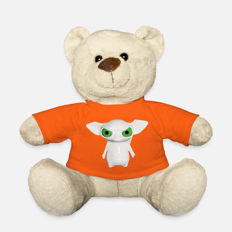 Weißer Alien mit leuchtenden Augen - Teddy - Goldorange