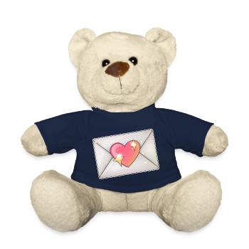 Herz im Umschlag Romantische Illustration - Teddy - French Navy - Vorne