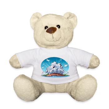 Comic explosion in the landscape panorama - Teddy Bear - golden orange - Front