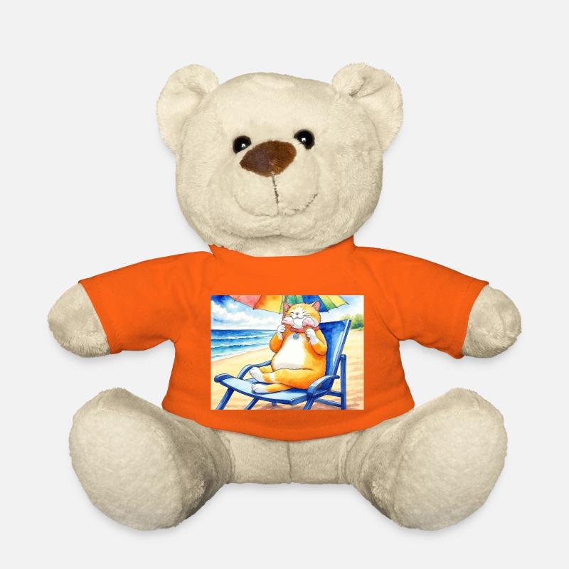 Katze am Strand mit Eiscreme - Teddy Bear - golden orange