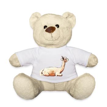 süße Tierdesigns, Alpaka Stute liegend - Teddy - Goldorange - Vorne