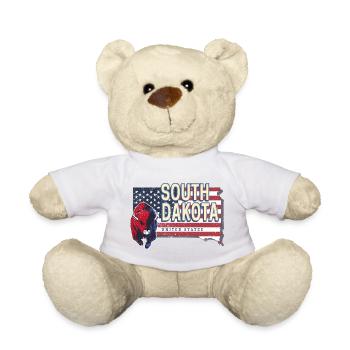 South Dakota United States Vintage Souvenir - Teddy Bear - golden orange - Front