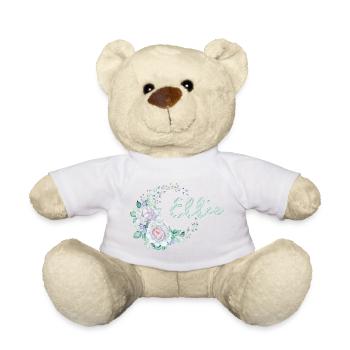 Ellie Flower Wreath Name - Teddy Bear - golden orange - Front