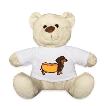 Süßer Dackel Hot-Dog-Brötchen-Aufkleber - Teddy - Goldorange - Vorne