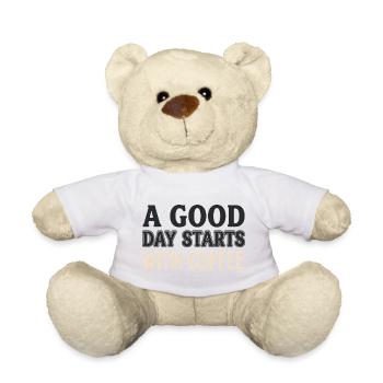 A Good Day Starts With Coffee - Motivations Spruch - Teddy Bear - golden orange - Front
