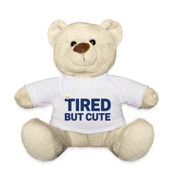 Baby Humor T-Shirt TIRED BUT CUTE | Minimalist - Teddy Bear - golden orange - Front