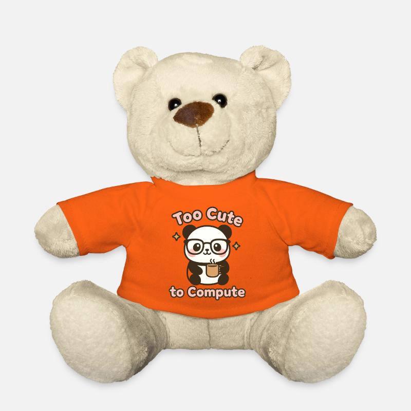 Cute panda with glasses and coffee cup - Teddy Bear - golden orange
