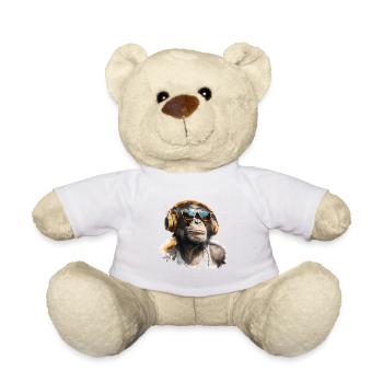 Singe avec écouteurs et lunettes de soleil - Nounours - orange doré - Devant