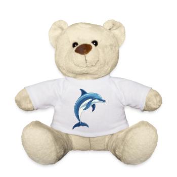 Blue dolphin jumping out of the water - Teddy Bear - golden orange - Front