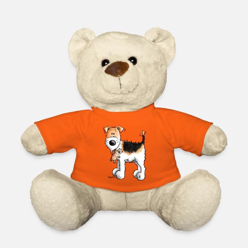 Foxterrier mit Teddy - Teddys - Plüschtier - Hund - Teddy - Goldorange