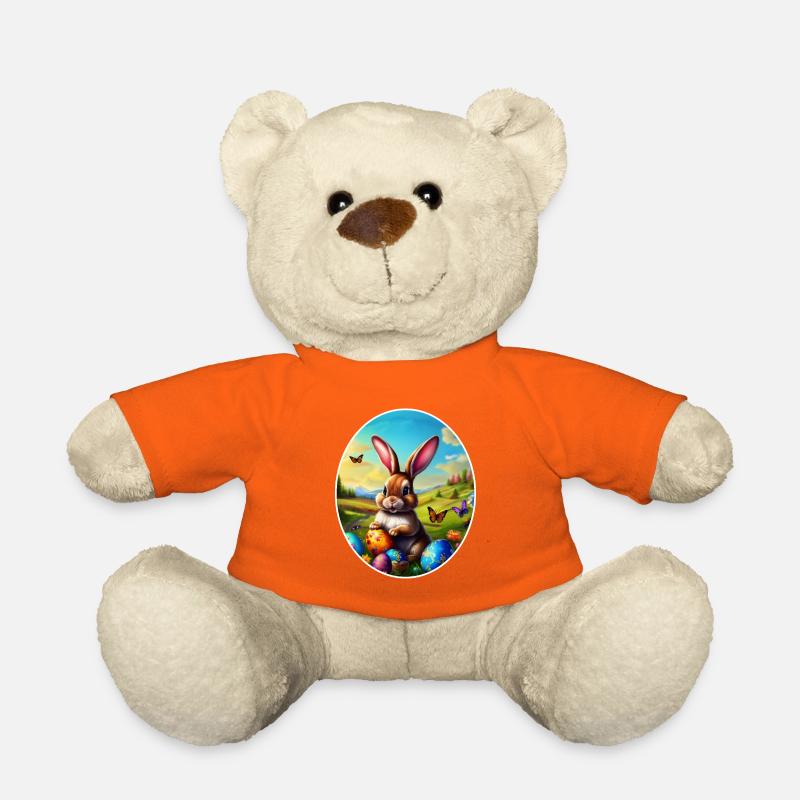 Hübscher Osterhase in Landschaft - Teddy - Goldorange