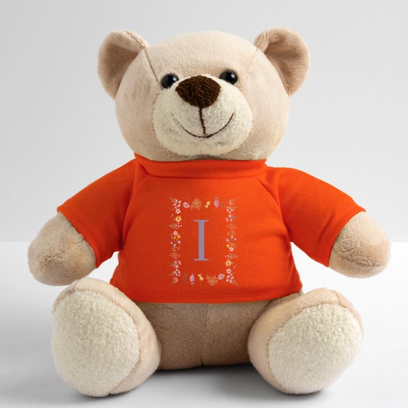 Florale Initial "I" Blumenmonogramm Teddy