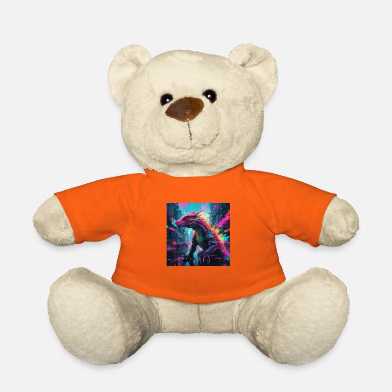 Neon Komodo Dragon - Teddy Bear - golden orange