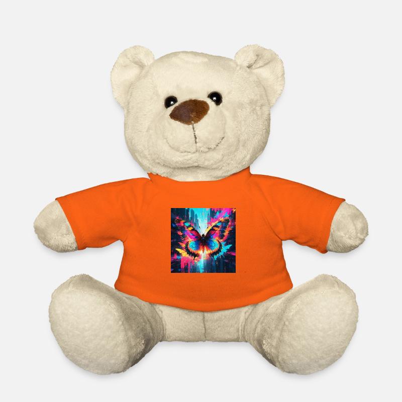 Neon Monarch Butterfly - Teddy Bear - golden orange