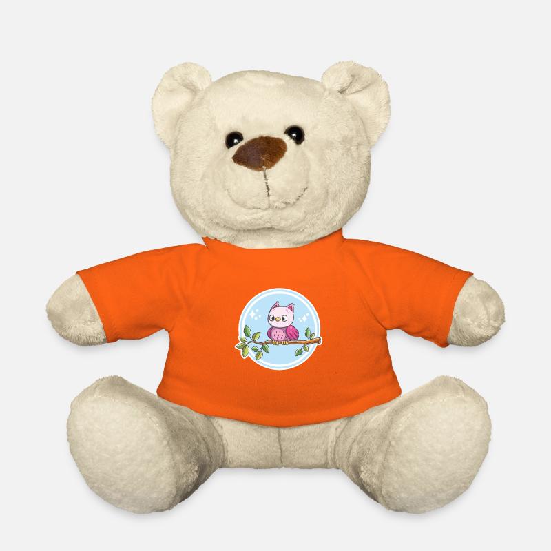 Niedliche Eule auf einem Ast - Teddy - Goldorange