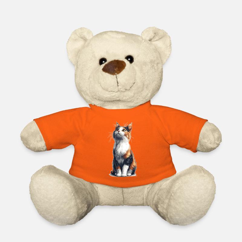 Chat comique assis coloré - Nounours - orange doré