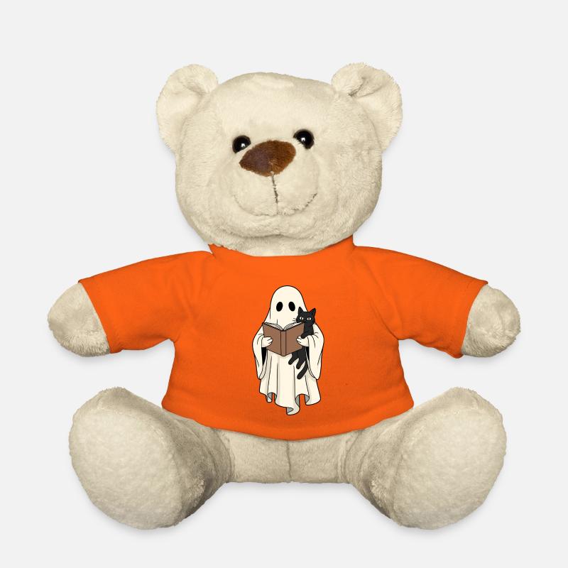 Lesender Geist mit Katze im Buch - Teddy - Goldorange