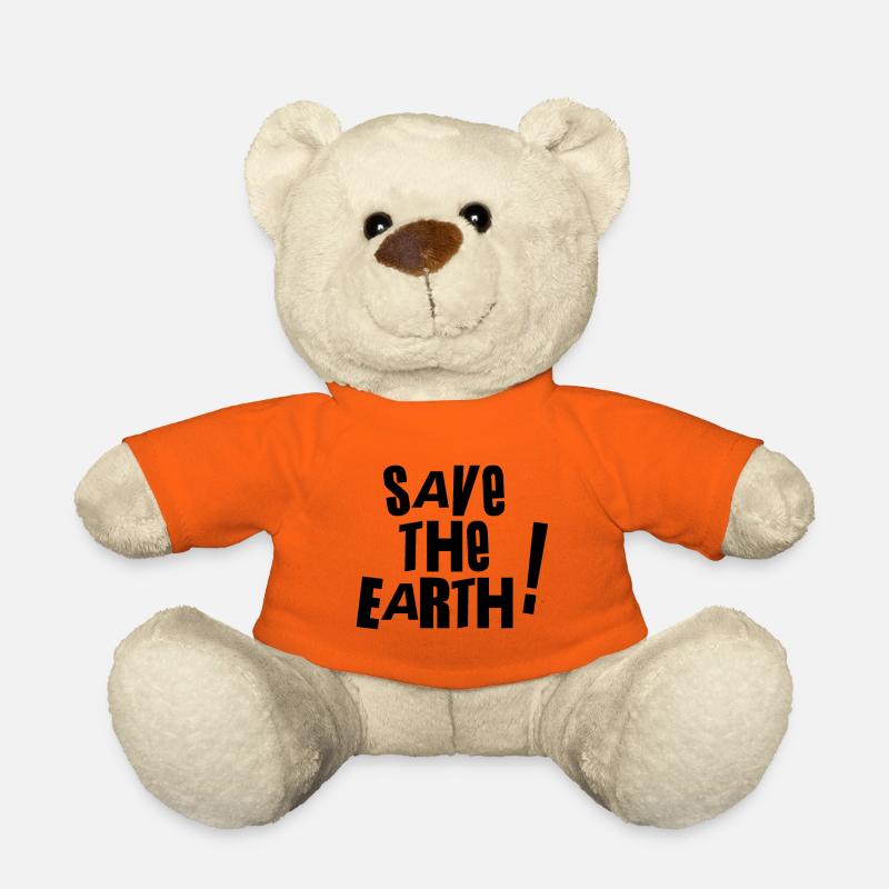 Save the earth - - Teddy Bear - golden orange