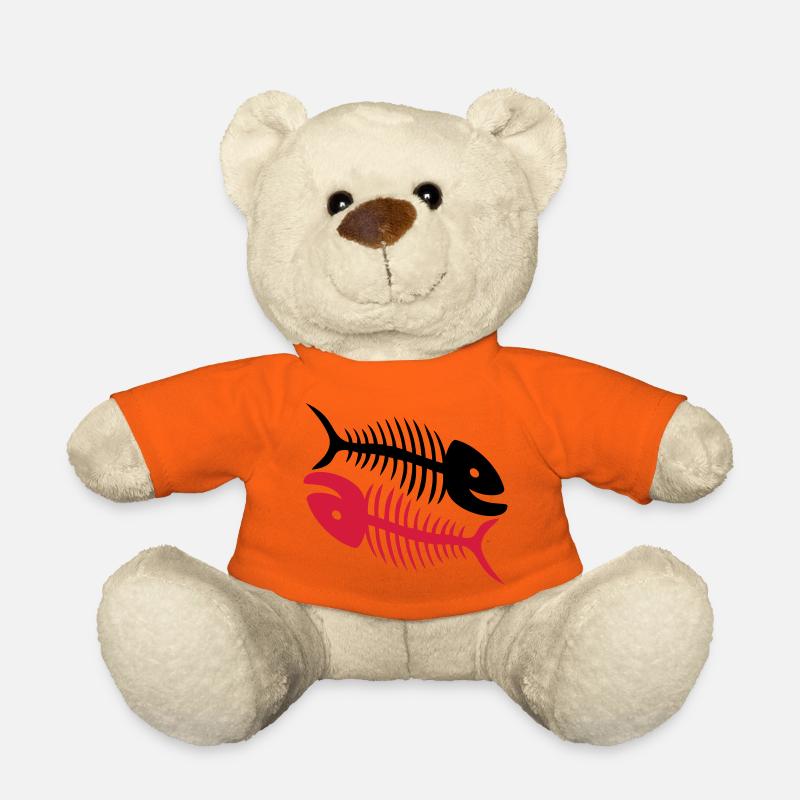 Smiling Fish Bones - Teddy Bear - golden orange