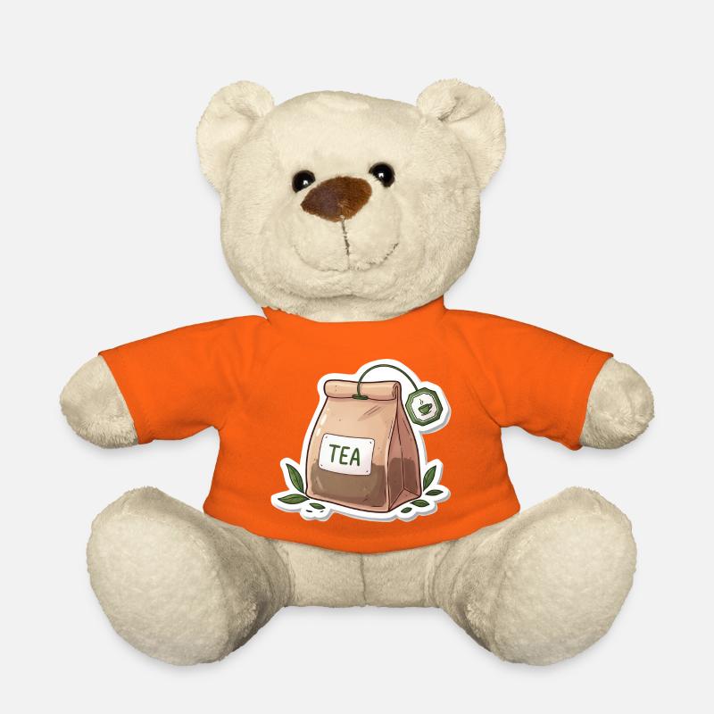 Tea bag illustration - Teddy Bear - golden orange