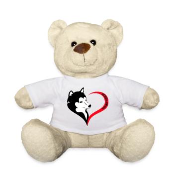 Logo du cœur husky noir et blanc - Nounours - orange doré - Devant