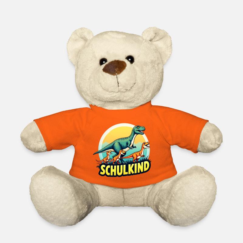SCHULKIND Dinosaurier T Rex Shirt Dino Einschulung - Teddy - Goldorange