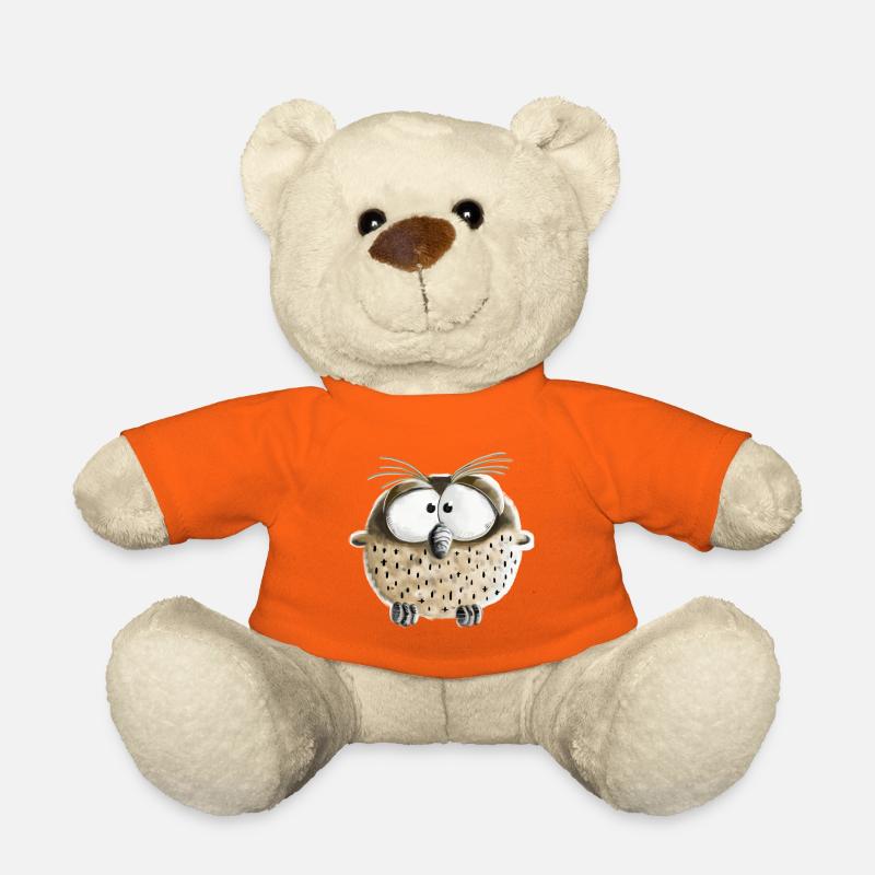 Funny Owl I Kauz I Bird I Comic Gift - Teddy Bear - golden orange