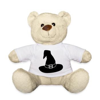 Hexenhut / schwarz-weiß / einfärbbar - Teddy - Goldorange - Vorne