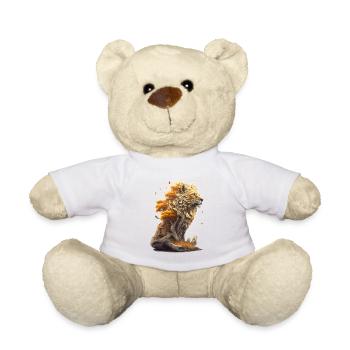 Lion with savannah elements, lion design - Teddy Bear - golden orange - Front