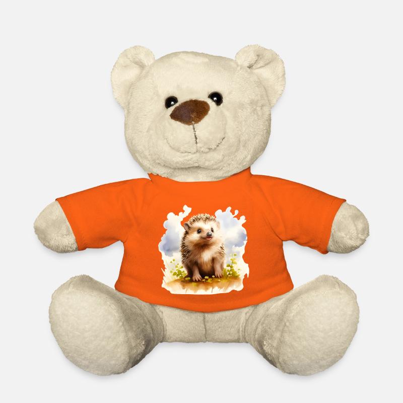 Aquarell Igel auf der Wiese - Teddy - Goldorange