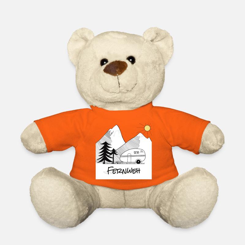 Wanderlust - with the caravan in the mountains - Teddy Bear - golden orange
