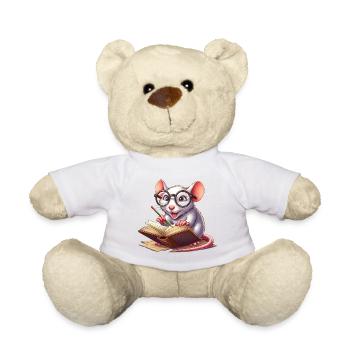 Bookworm with glasses - Teddy Bear - golden orange - Front