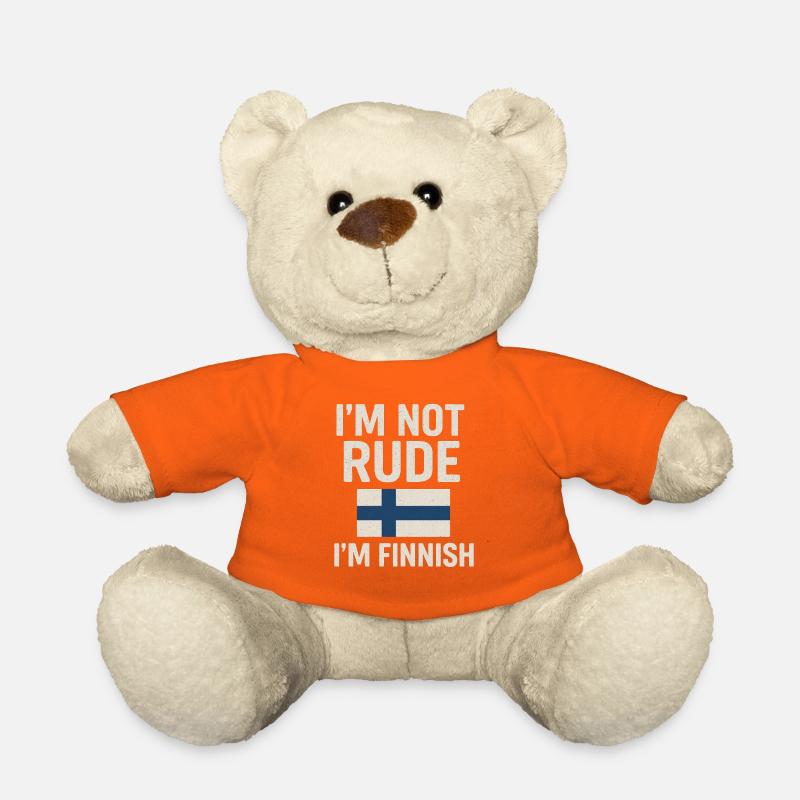 Finnish flag. Not rude - Teddy Bear - golden orange