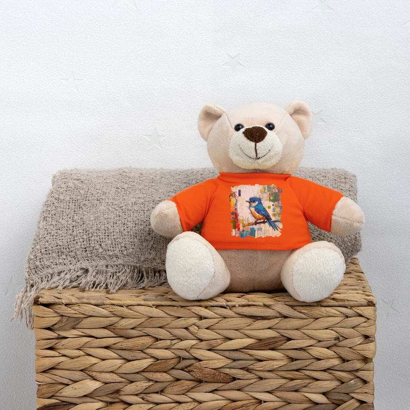 Blauer Vogel im abstrakten Farbmeer Teddy