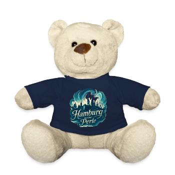 Hamburg Perle Stadt Silhouette Geschenk - Teddy - French Navy - Vorne
