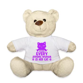 Behind Every Strong Woman Is Her Cat Spruch Katze - Teddy - Goldorange - Vorne
