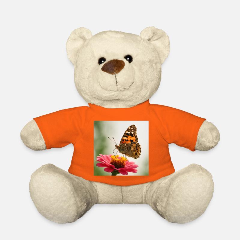 Schmetterling auf einer rosa Blume - Teddy - Goldorange