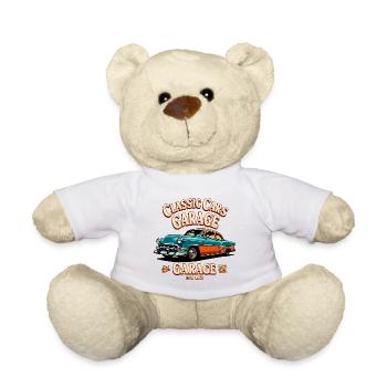 Classic Cars Garage Print - Teddy Bear - golden orange - Front