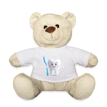 Smiling tooth with toothbrush - Teddy Bear - golden orange - Front