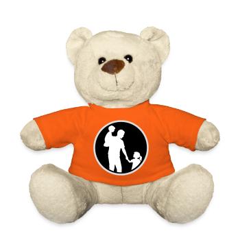 Vater Kind Silhouette Spazieren Familie Papa Liebe - Teddy - Goldorange - Vorne