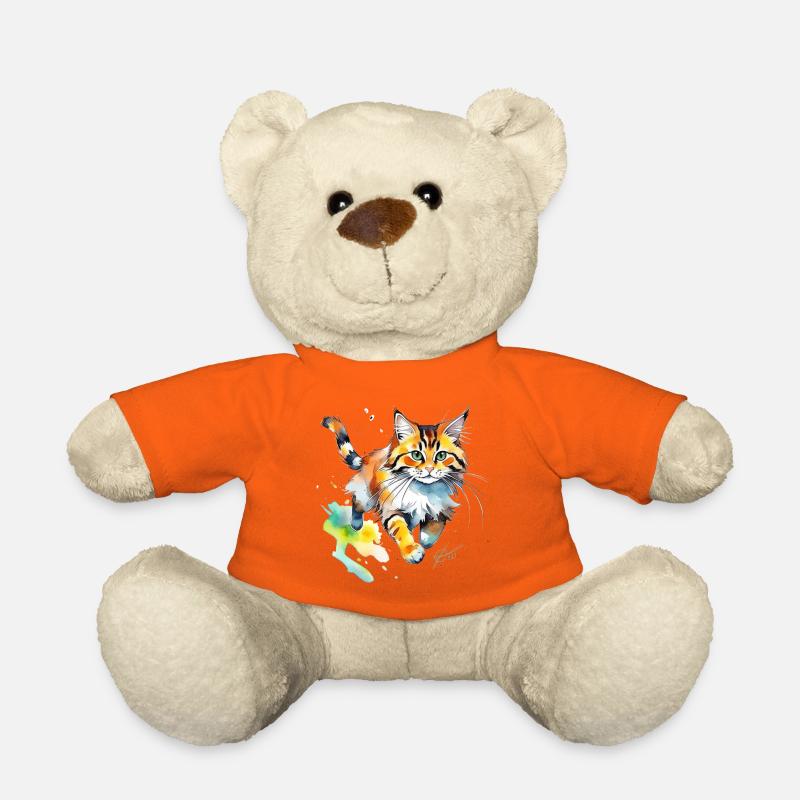 Wasserfarben Katze im Spritz-Look - Teddy - Goldorange