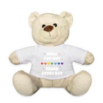 LGBTQ Pride Month - Born This Way. Proud Every Day - Teddy Bear - golden orange - Front