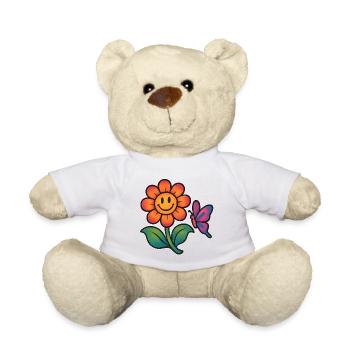 Imprimé floral et papillon joyeux - Nounours - orange doré - Devant