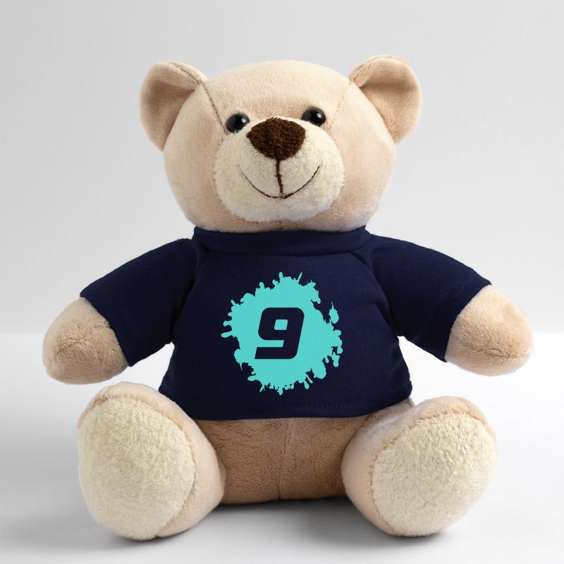 Nine Cyan Splash Graphics Teddy Bear