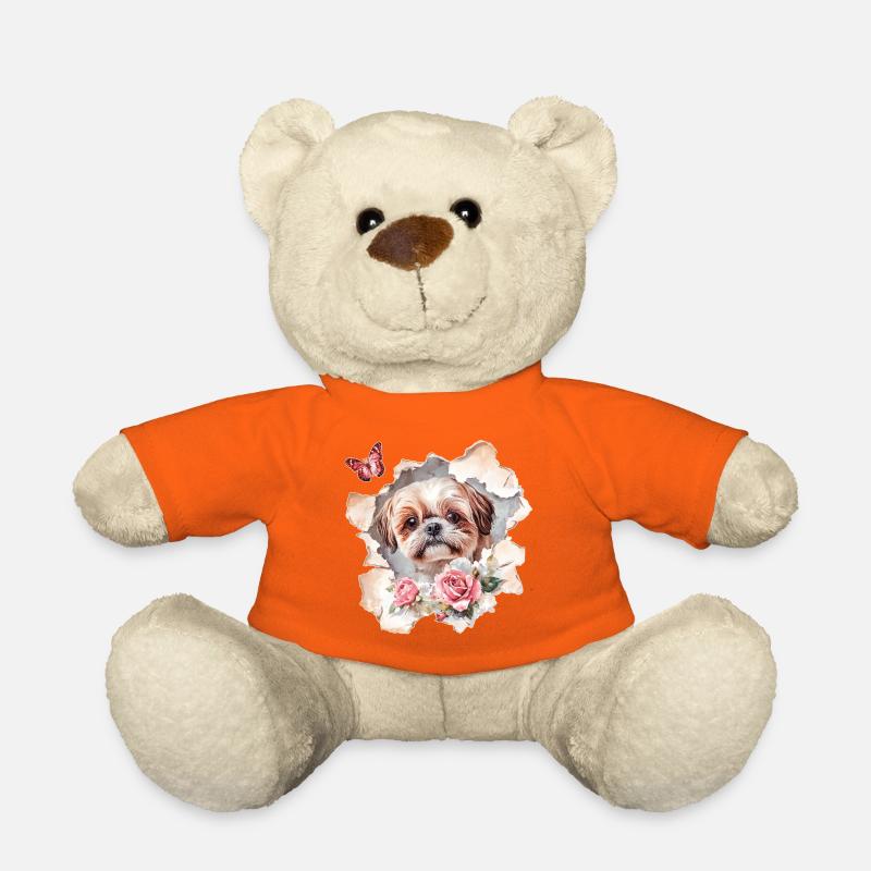 Shih Tzu with Butterfly - Teddy Bear - golden orange