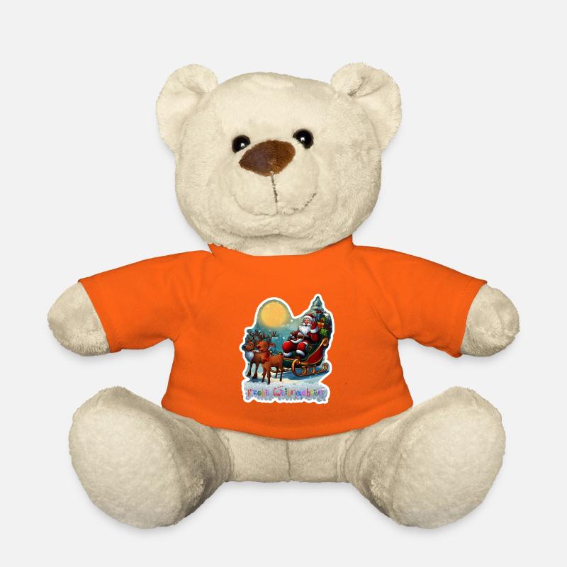 Rentierschlitten mit Weihnachtsmann - Teddy - Goldorange