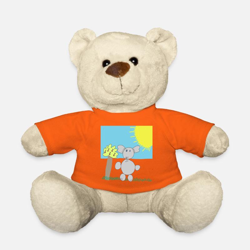 Whimsical Elephant Under a Bright Sun - Teddy Bear - golden orange