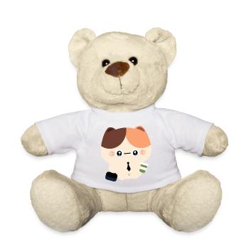 Kawaii Heulende Katze mit Kaffee - Teddy - Goldorange - Vorne