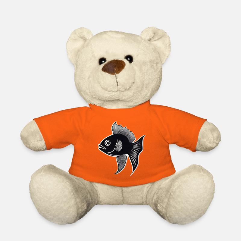 schwarz/weiße Fisch-Silhouette - Teddy - Goldorange