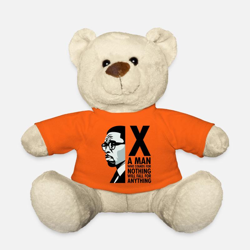 Malcolm X - A man who stands for nothing will fall - Teddy Bear - golden orange